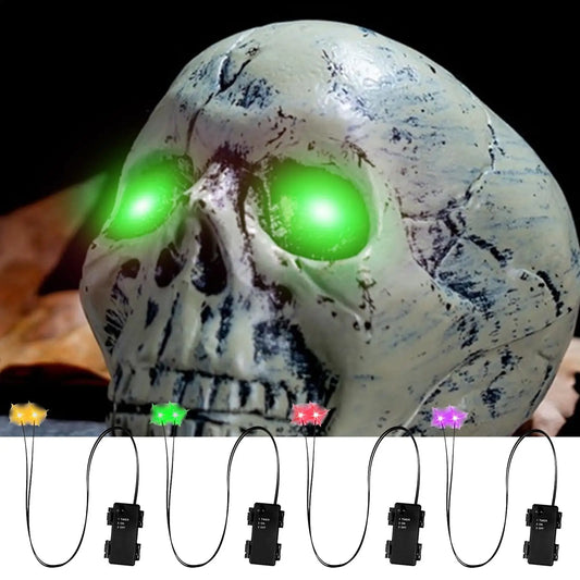 Ojos LED Brillantes de Halloween con Temporizador, Ojos Luminosos DIY para Esqueletos, Calabazas, Máscaras, Lápidas, Decoraciones de Terror para Interiores y Exteriores
