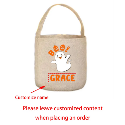 Bolsa personalizada de Halloween para dulces con fantasma espeluznante, cubo de caramelos, regalo para niños, linda cesta Boo, suministros divertidos para decoración de fiestas